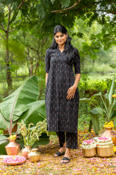 Black Ikat Suit Set