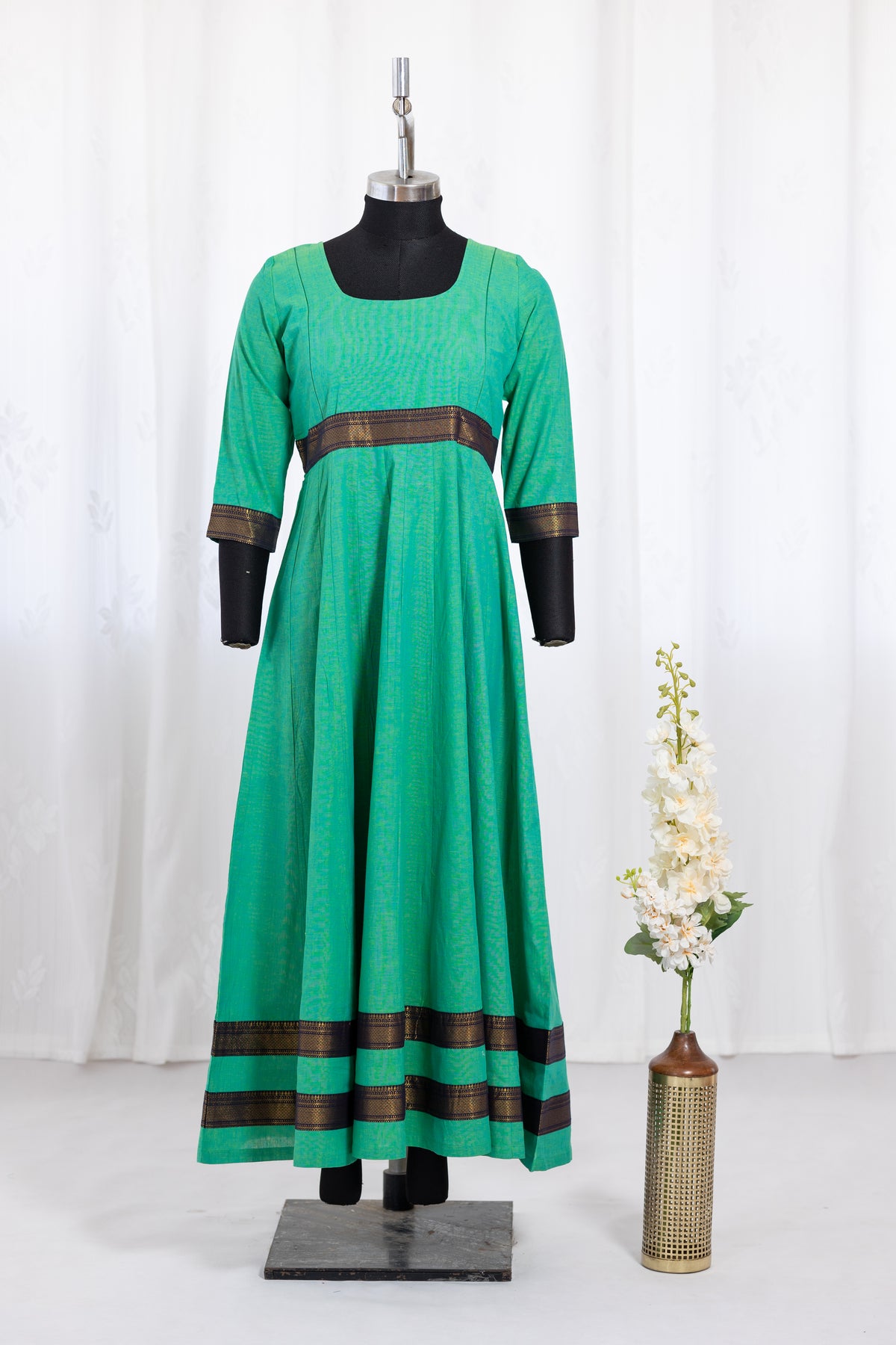 Green Border Anarkali - Maternity Wear