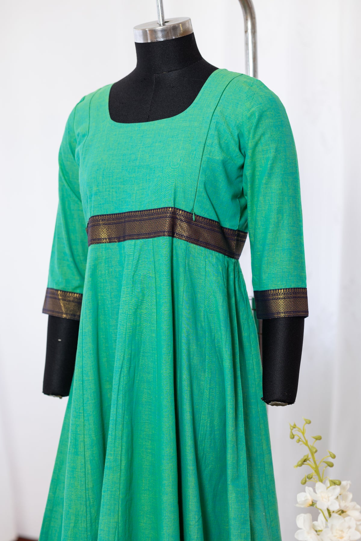 Green Border Anarkali - Maternity Wear