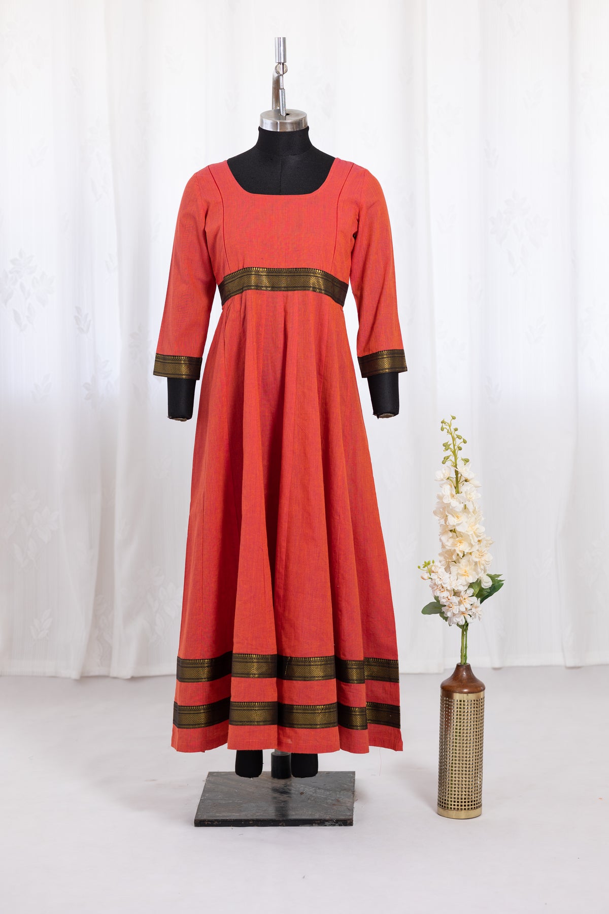 Red Border Anarkali - Maternity Wear