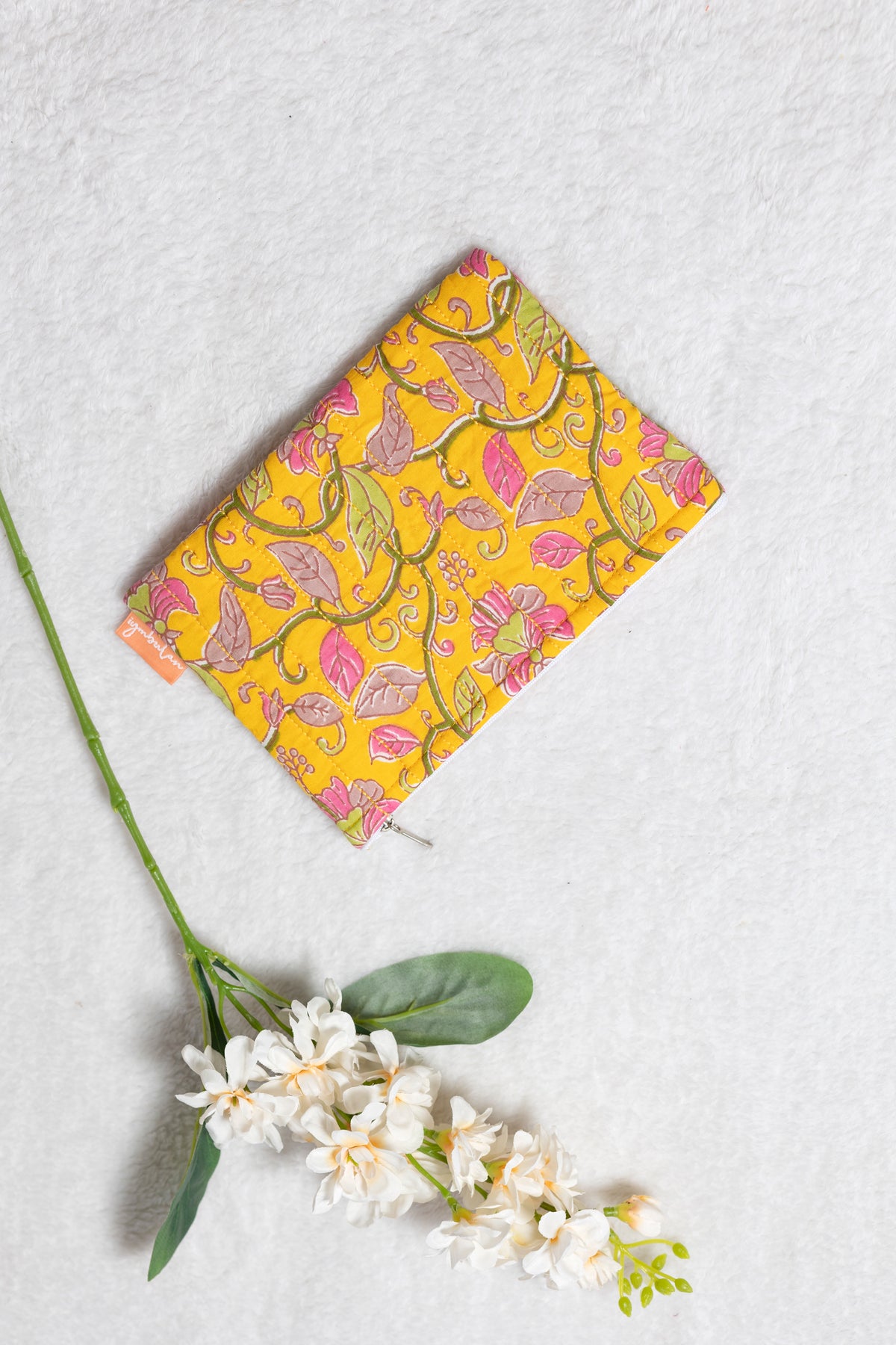 Yellow Printed Pouch