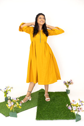 Mustard Zipper Dress