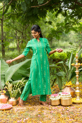 Green Ikat Suit Set