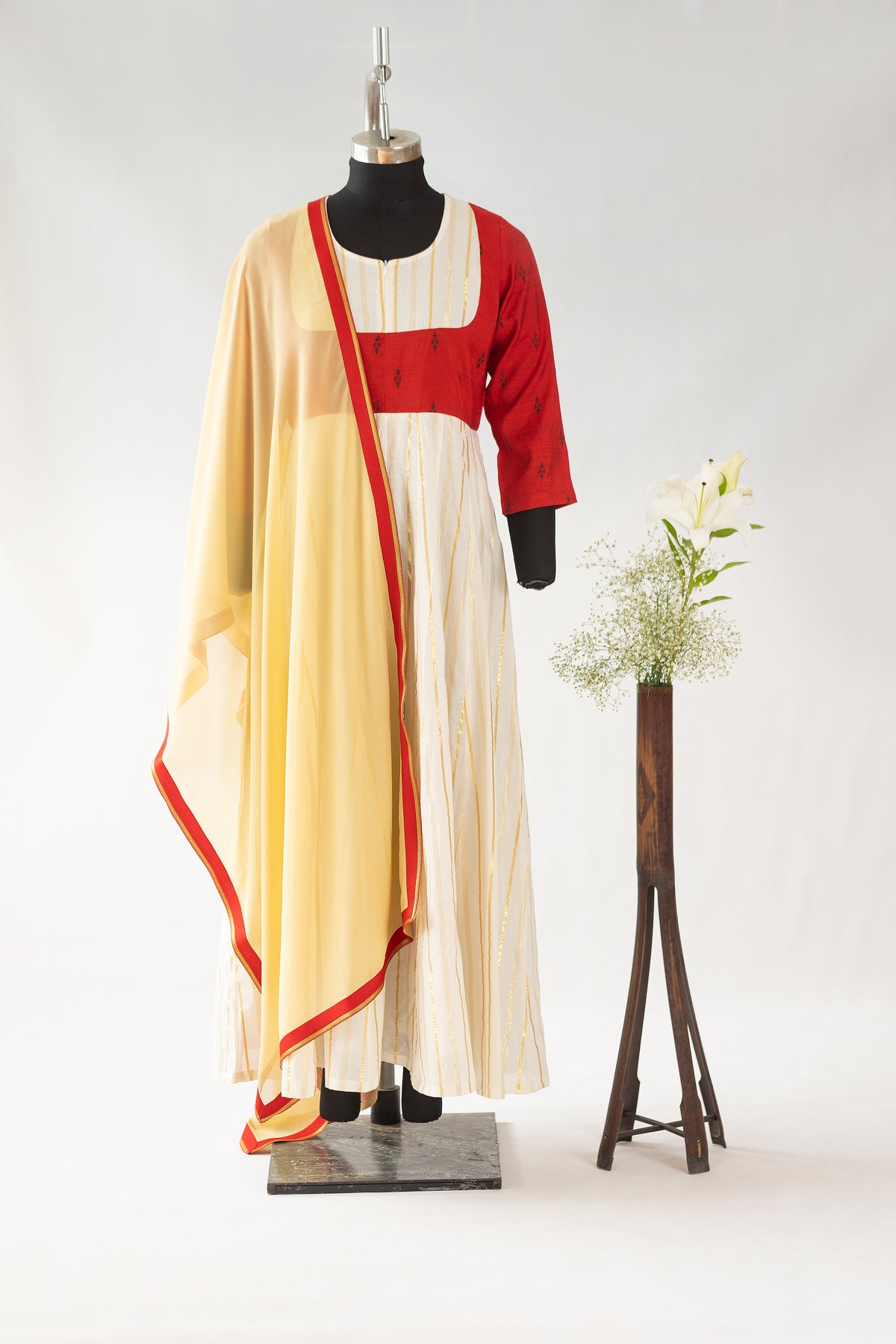 Golden Red Anarkali - Maternity Wear