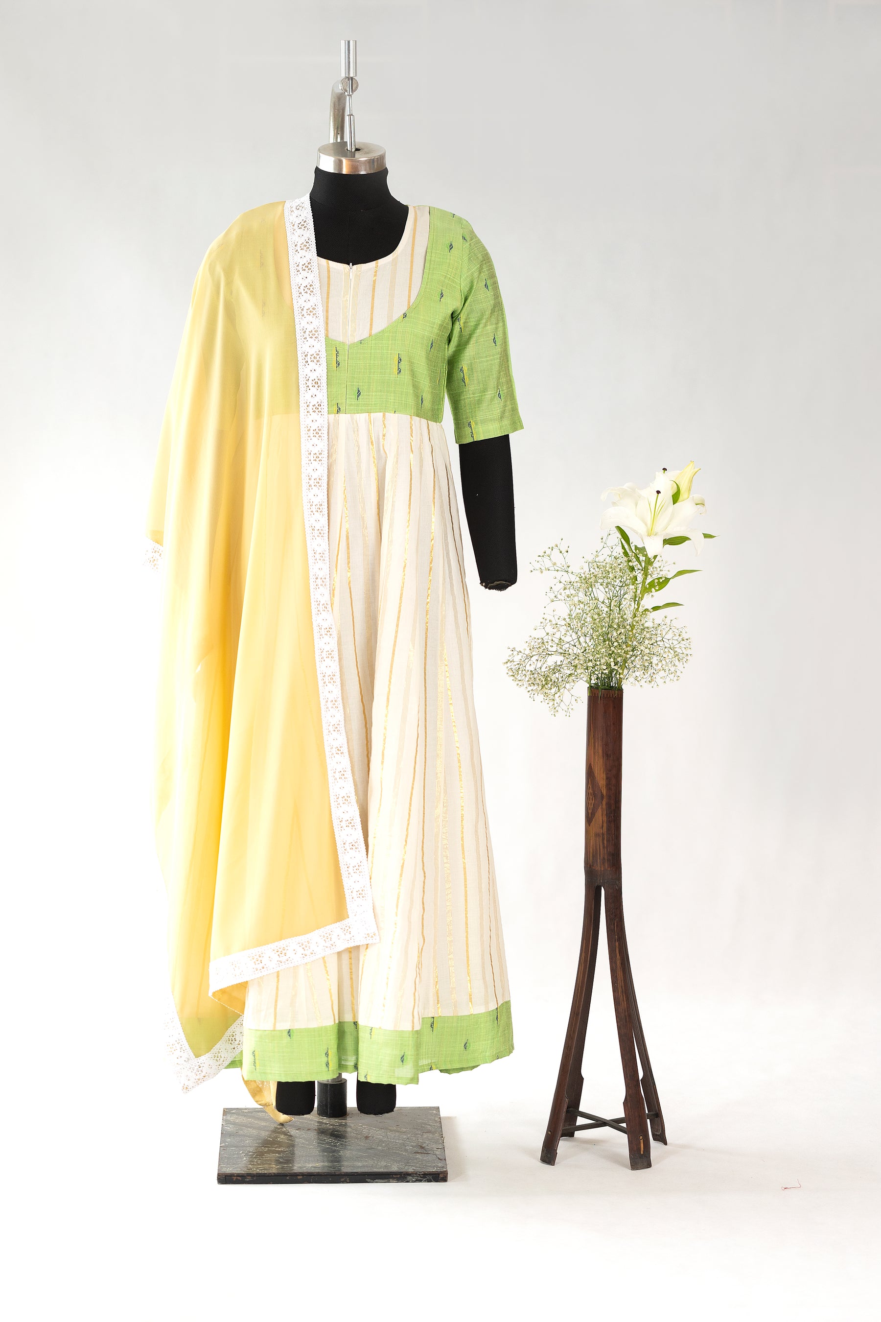Golden Green Anarkali - Maternity Wear