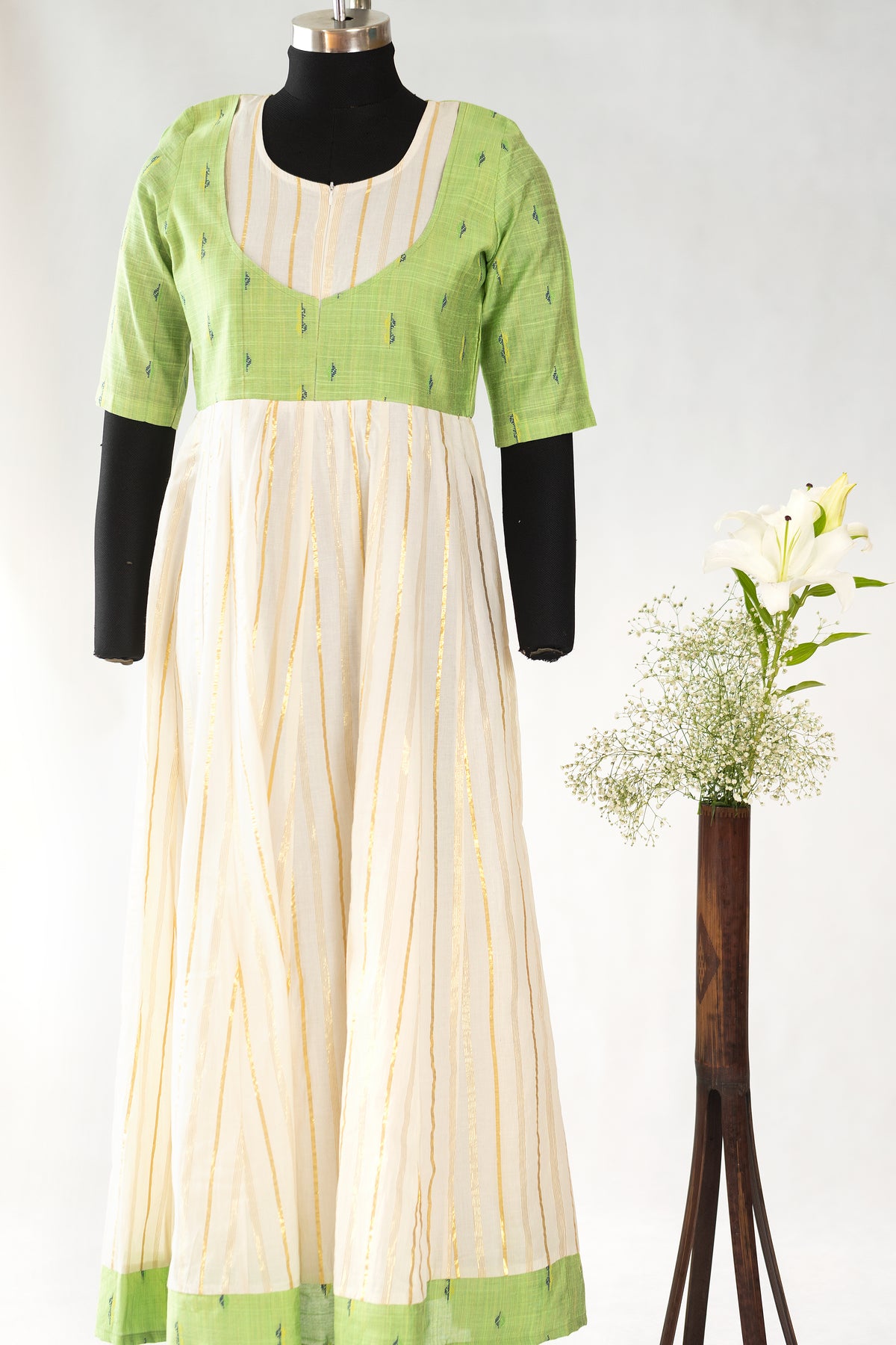 Golden Green Anarkali - Maternity Wear