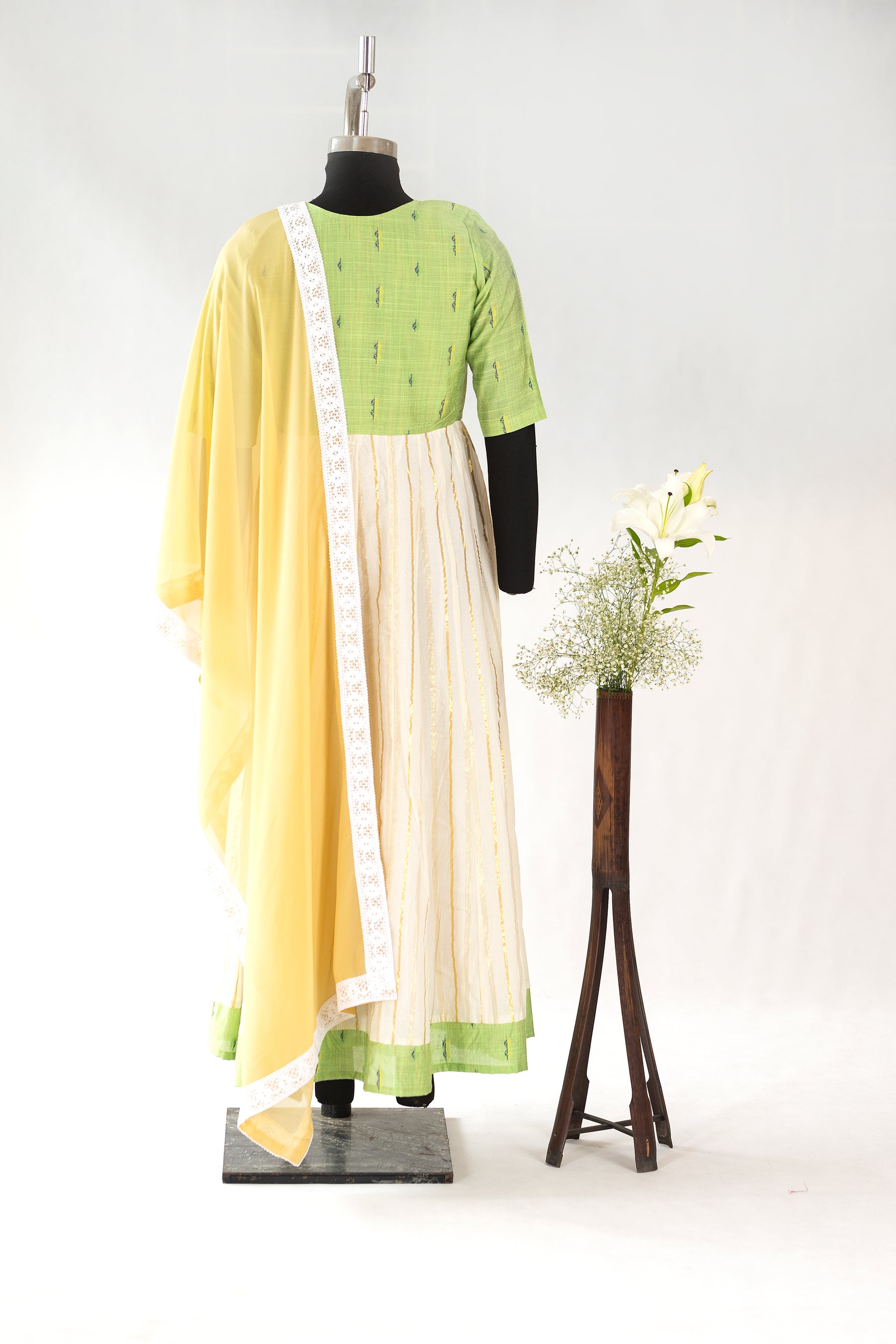 Golden Green Anarkali - Maternity Wear