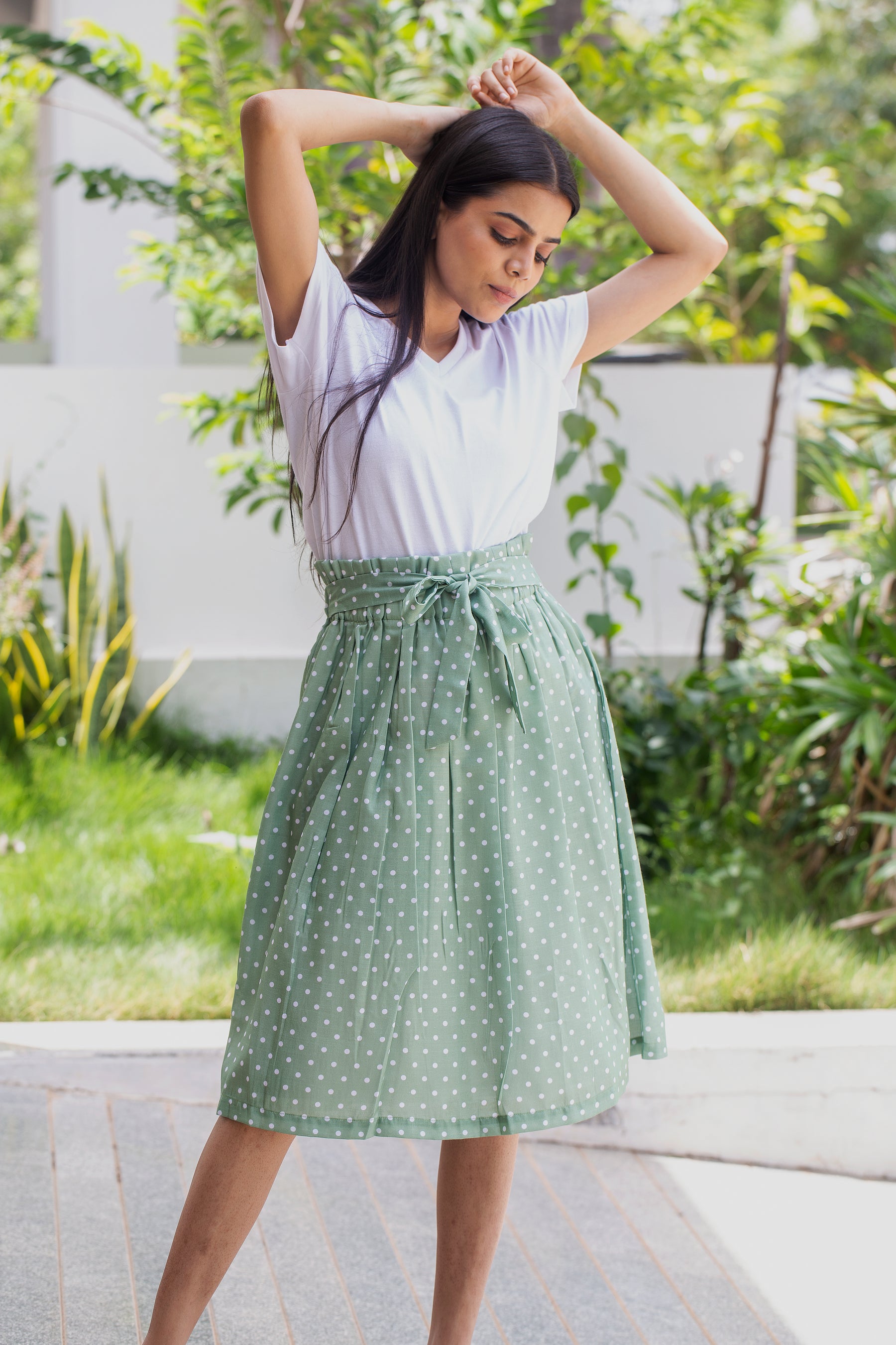 Green Polka Skirt