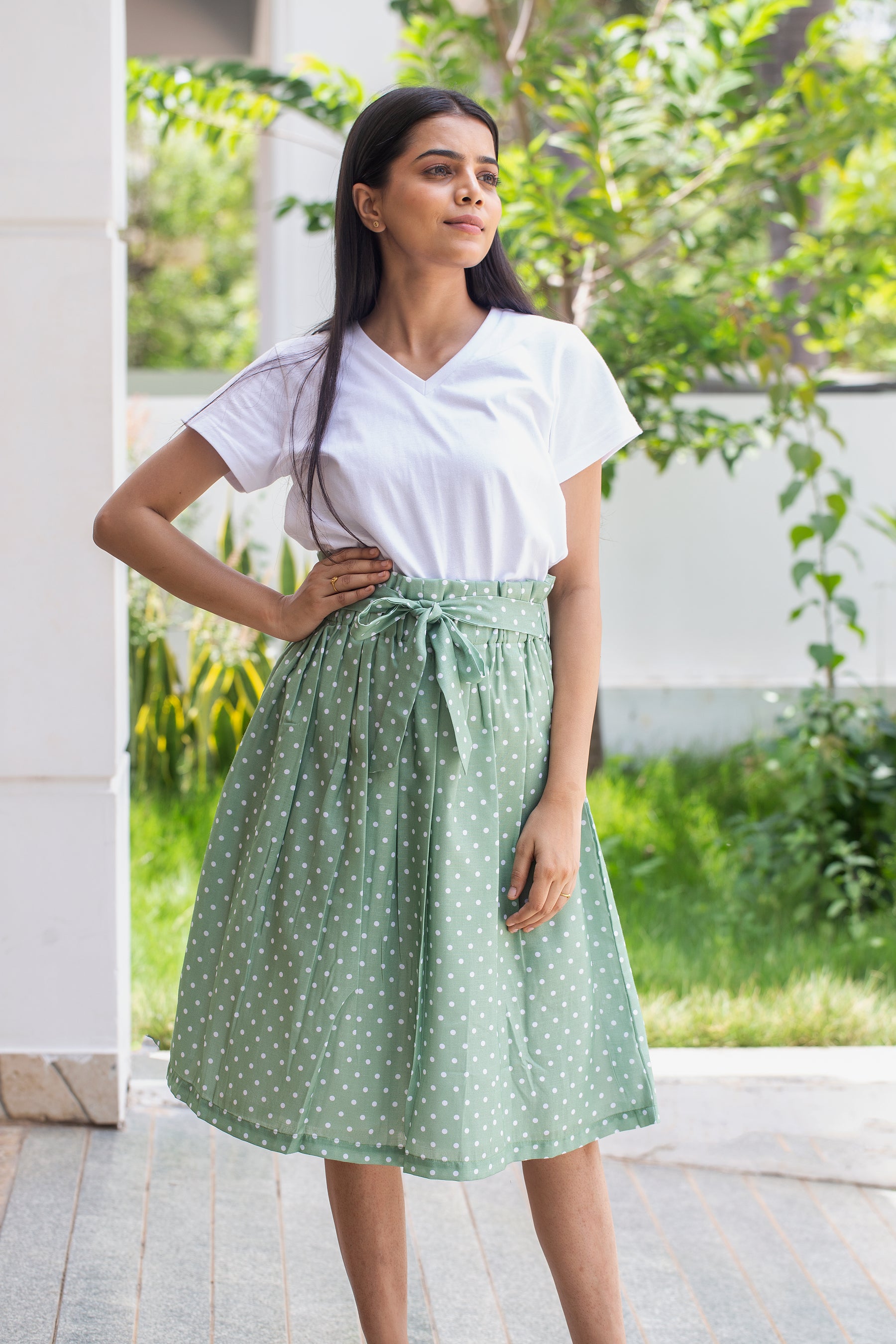 Green Polka Skirt